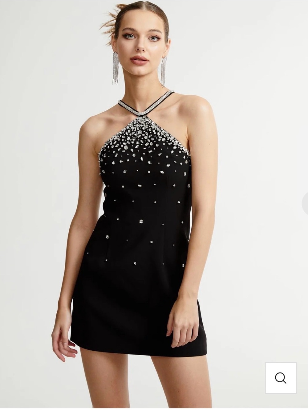 MISS ROSIER Xanthea black embellished mini dress SZ M